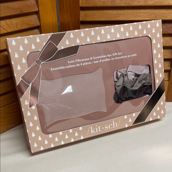 Kitsch Accessories - Kitsch Satin Pillowcase & Scrunchies Gift Set - Taupe Pink